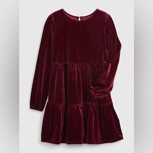 Girls Crushed Velvet Tiered Dress